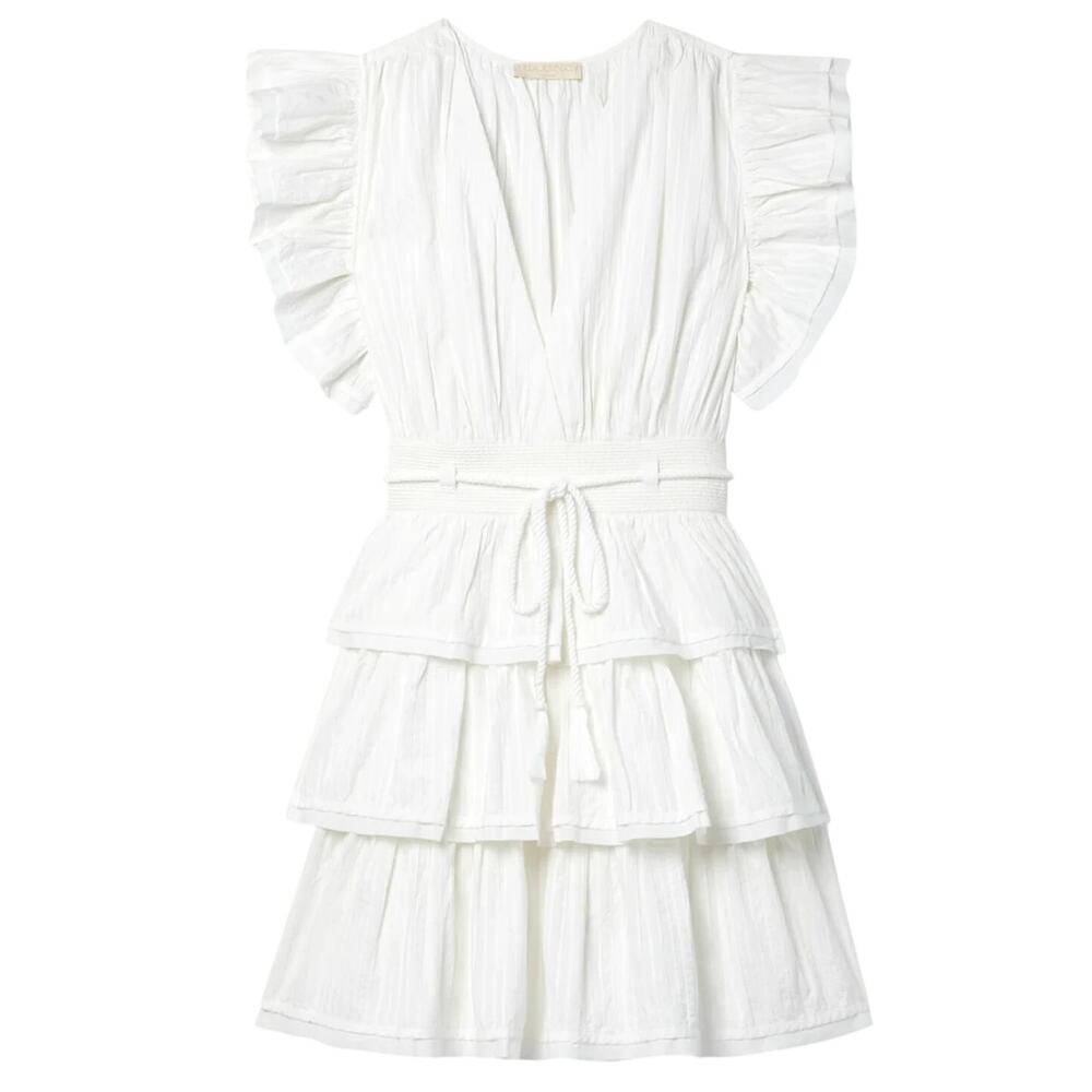 Ulla Johnson Ruffled White Camilla Mini Dress Size US 8